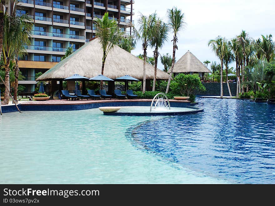 Beautiful swimming pool at an Asian resort