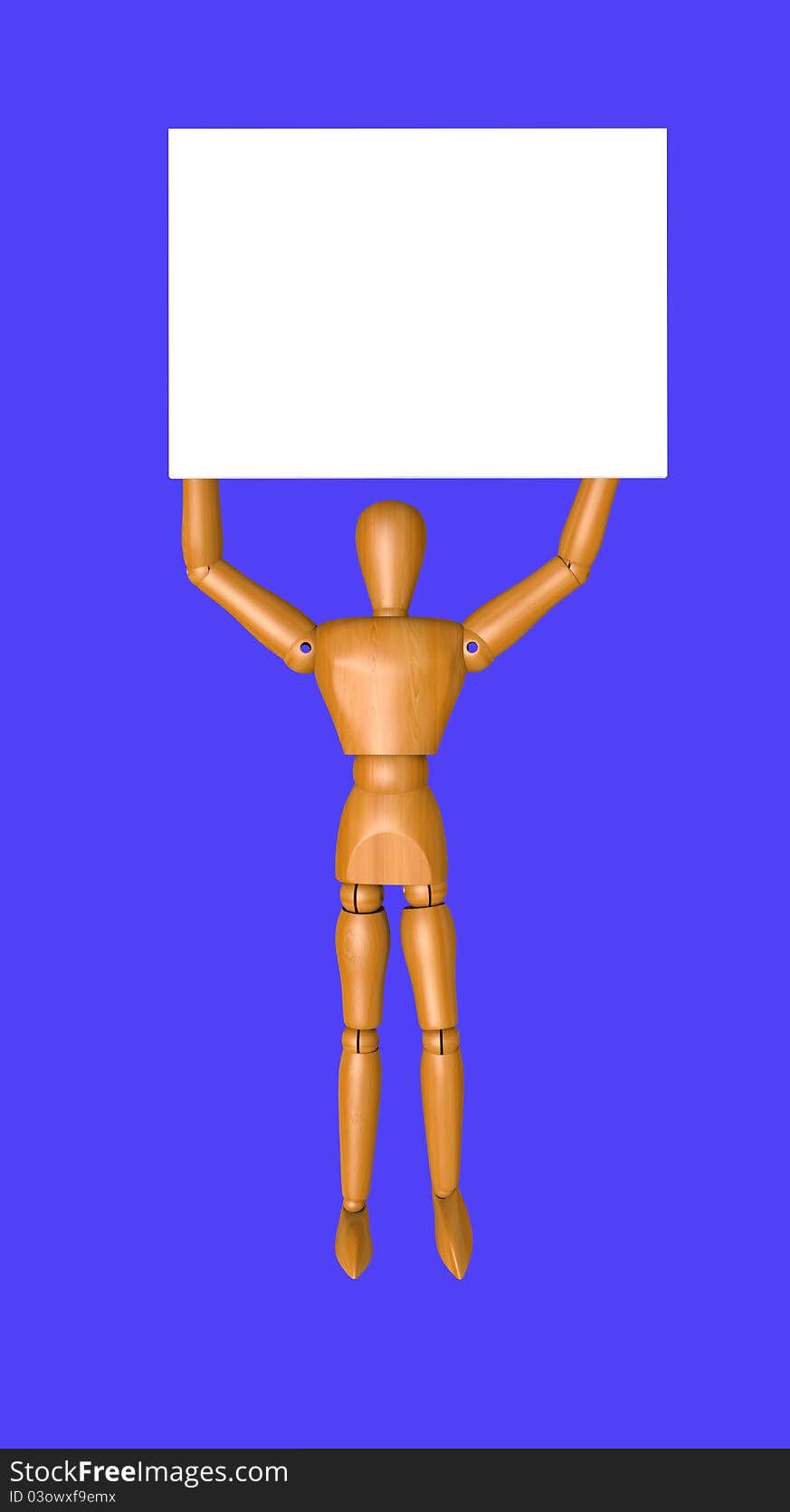 Human Figure And Empty Board Over Its Head.