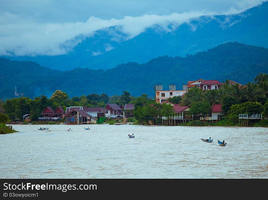 View of Vang Vieng, Laos