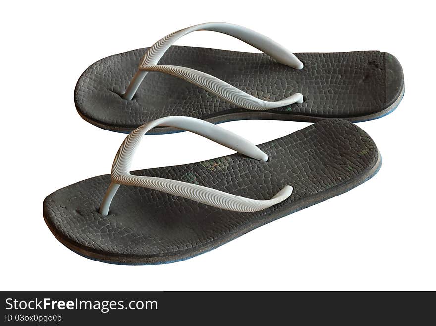 Old sandals on white background