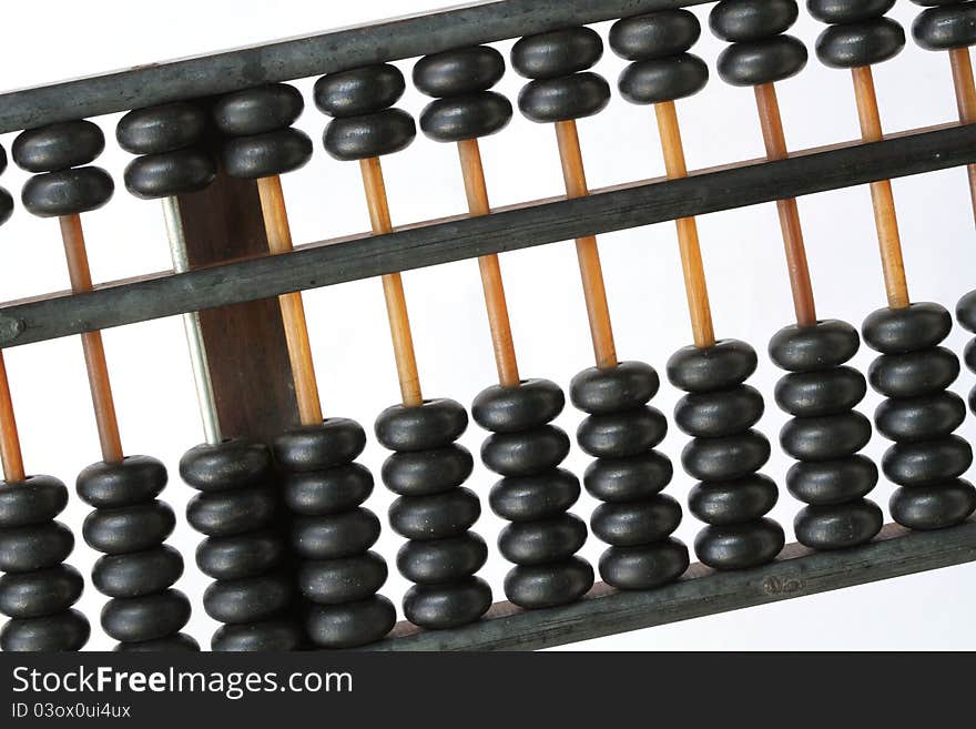 Antique Chinese Abacus on the white background