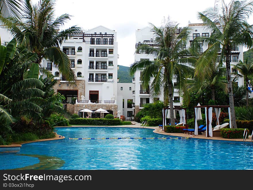 Beautiful swimming pool at an Asian resort