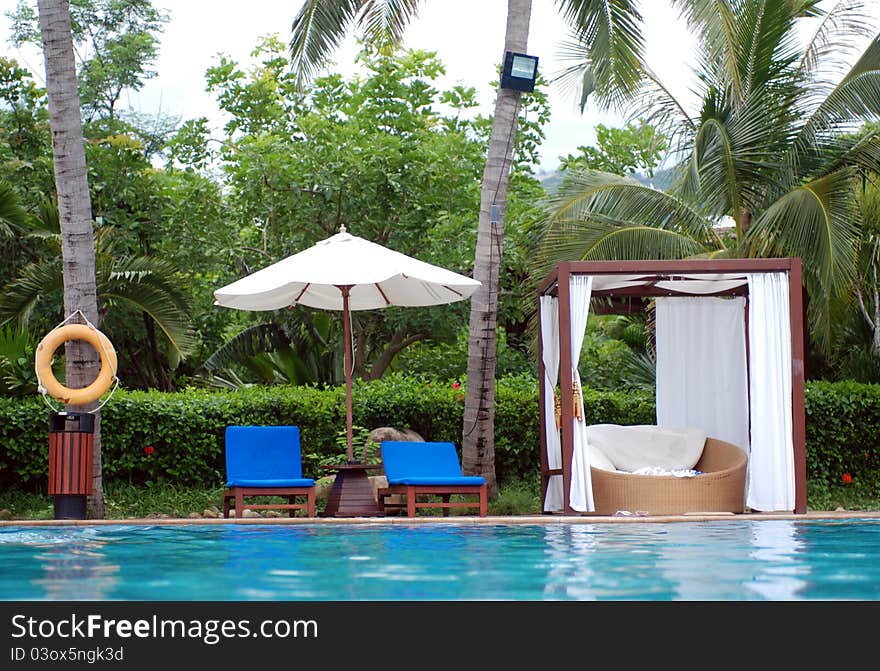 Beautiful swimming pool at an Asian resort