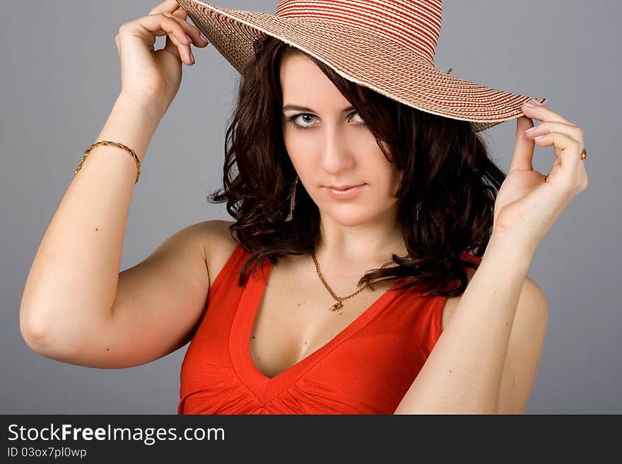 girl in straw hat. girl in straw hat