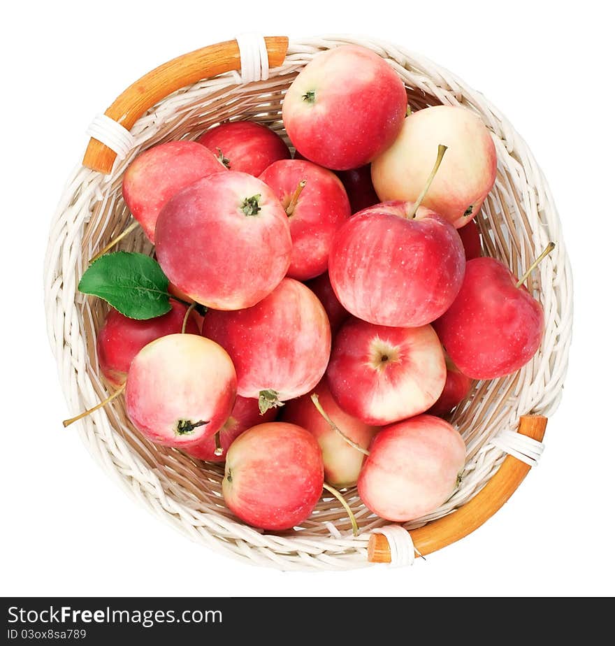 Red mini apples in basket