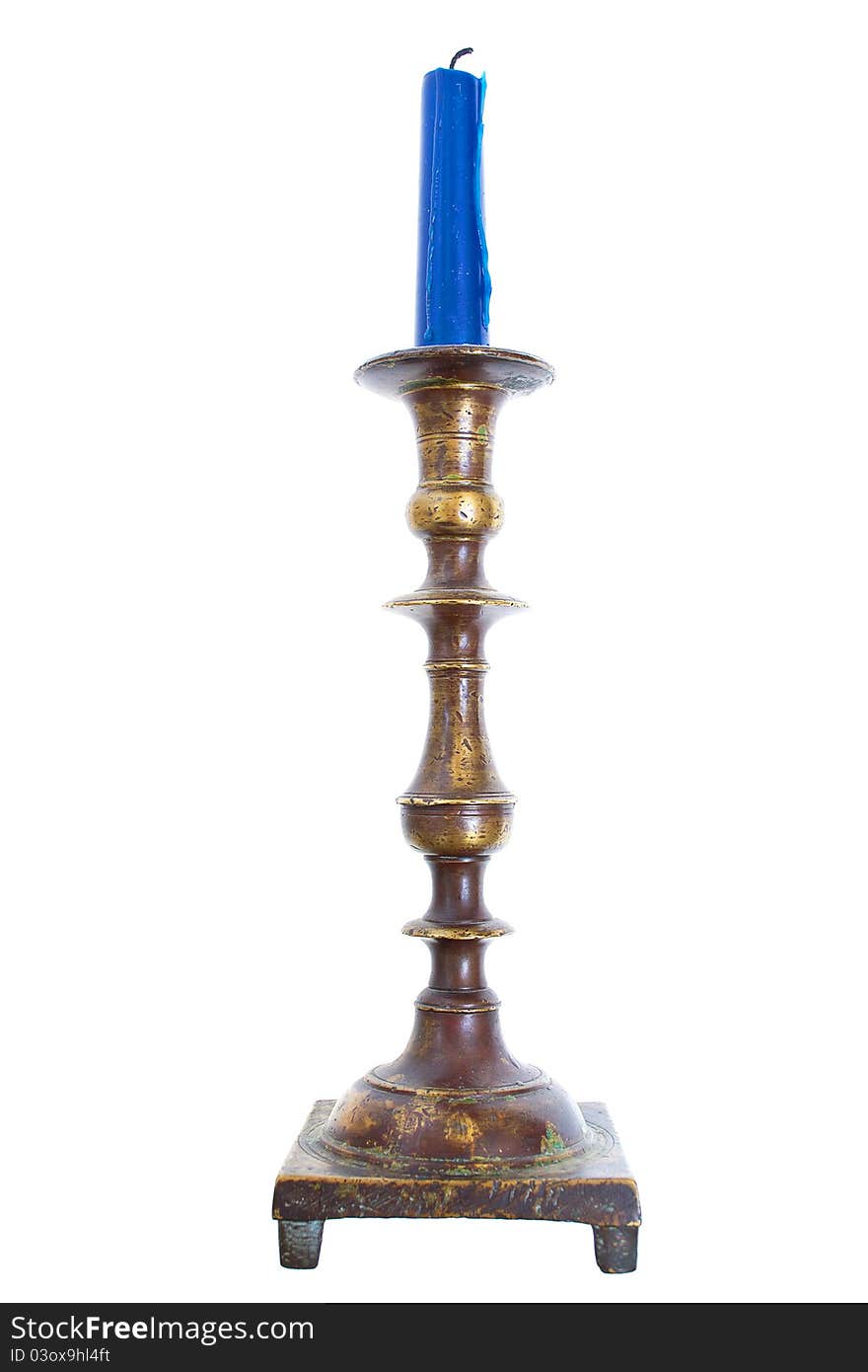 Restored Vintage Candlestick With Candle