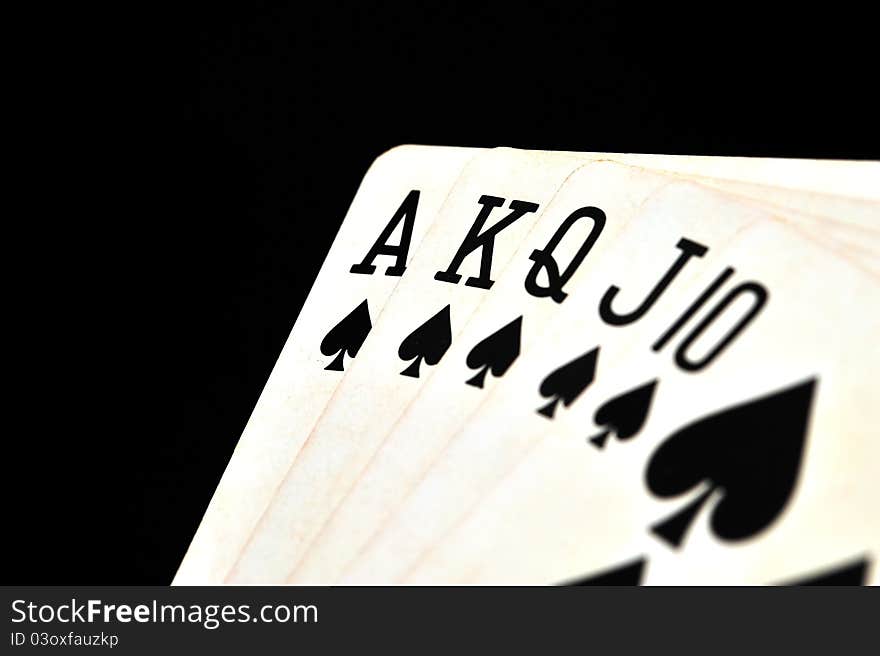 Poker cards showing the royal flush