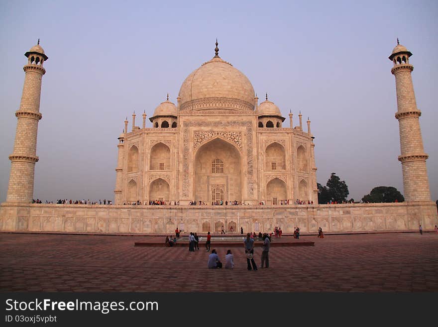 West face of the Taj Mahal at sunset