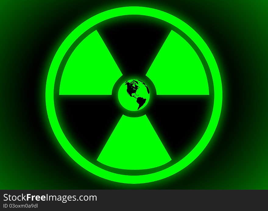 Radioactive Symbol With Earth