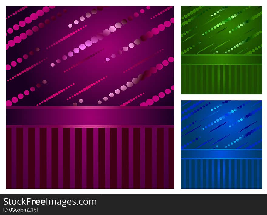 Three elegant backgrounds with stripes and circles. Three elegant backgrounds with stripes and circles