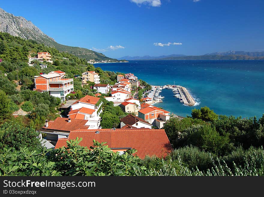 gorgeous azure scenic view on podgora in croatia