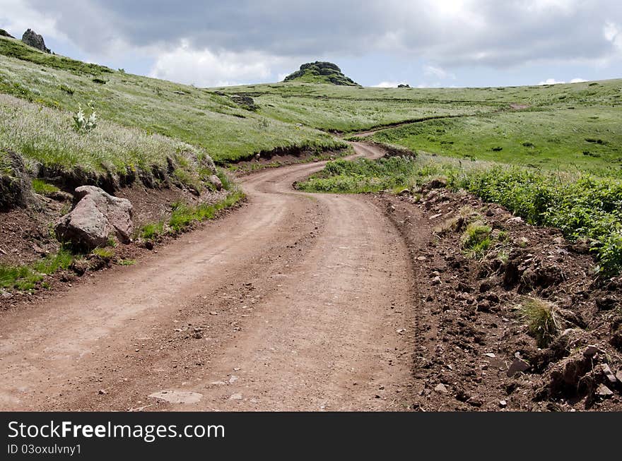 View at empty mountain road