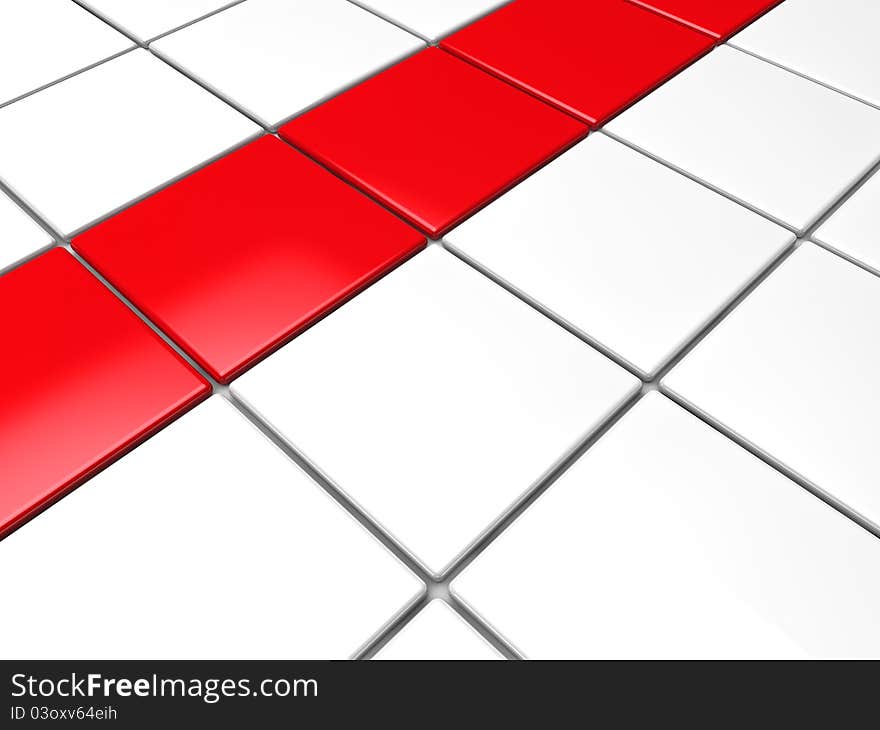 3d red white cube background area abstract