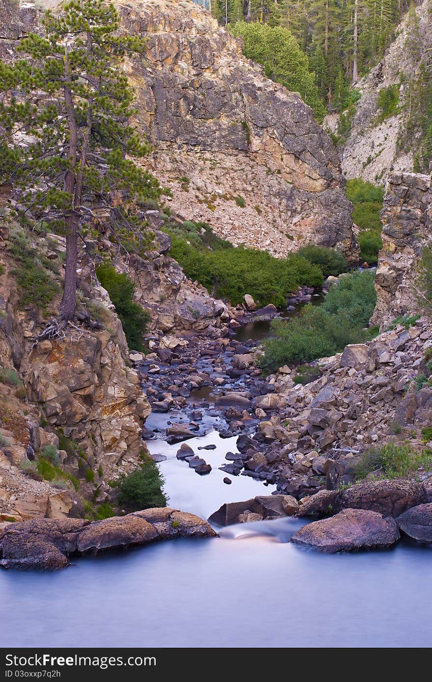 Calm Waterfall Pool with Canyon Gorge background. Calm Waterfall Pool with Canyon Gorge background