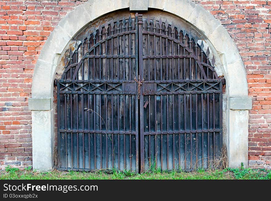 View of old door, 18th century military style.