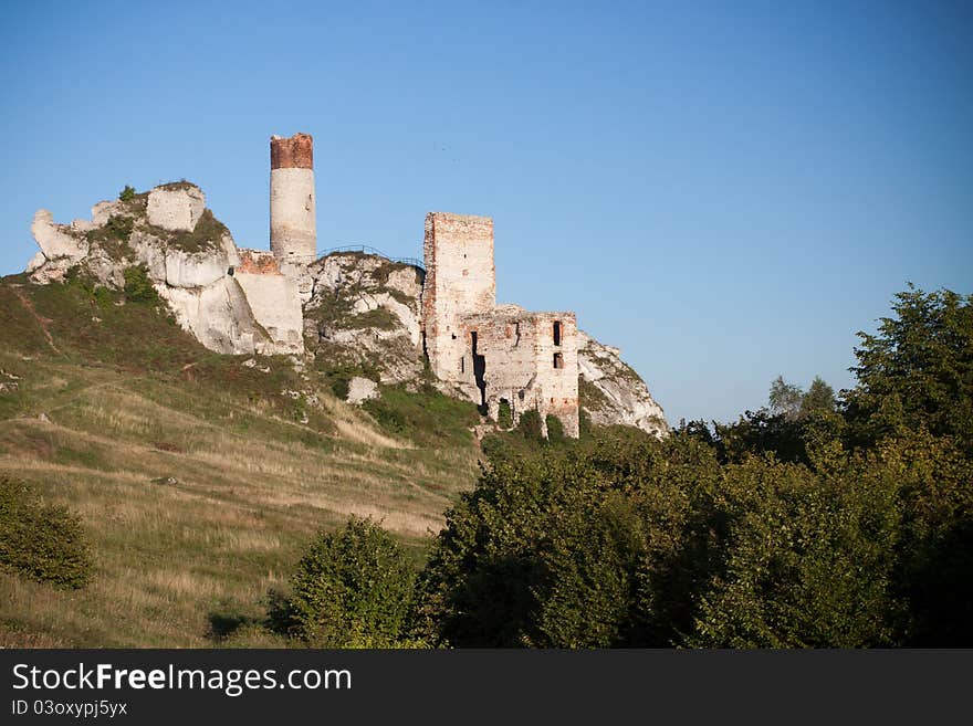 Old castle ruins near czestochowa