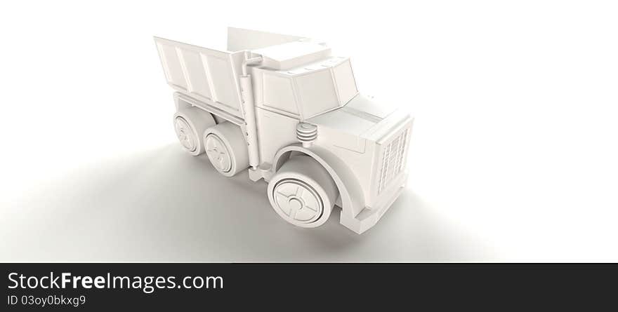 Computer generated white lorry on white background