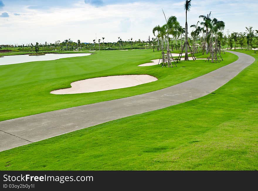 View landscape of golf course at Thailand