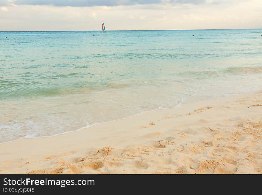 View of the Caribbean beach.