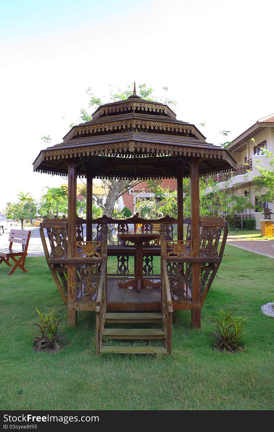 Shelter that was decorated on garden in resort