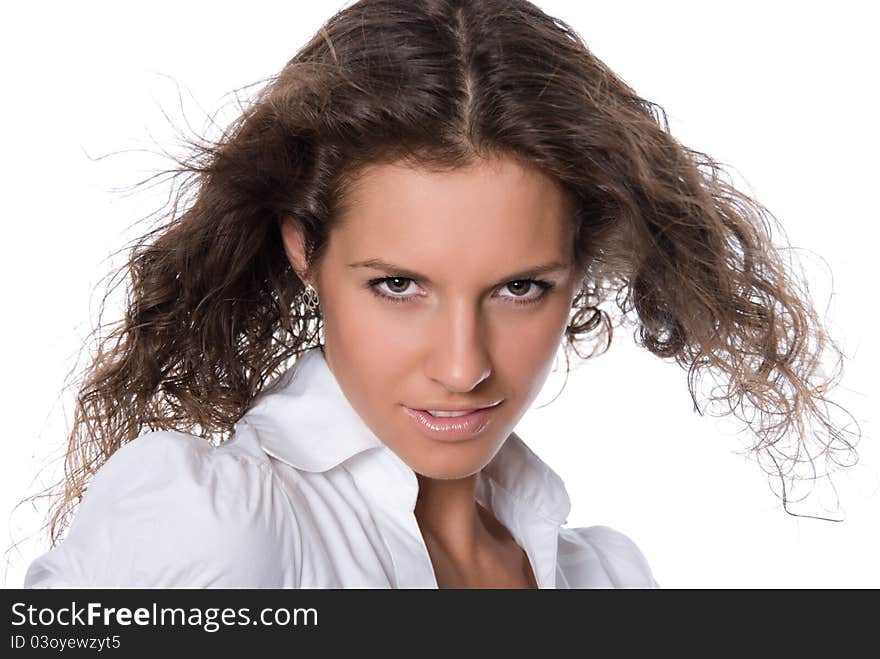 Beautiful brunette with gorgeous curly hair