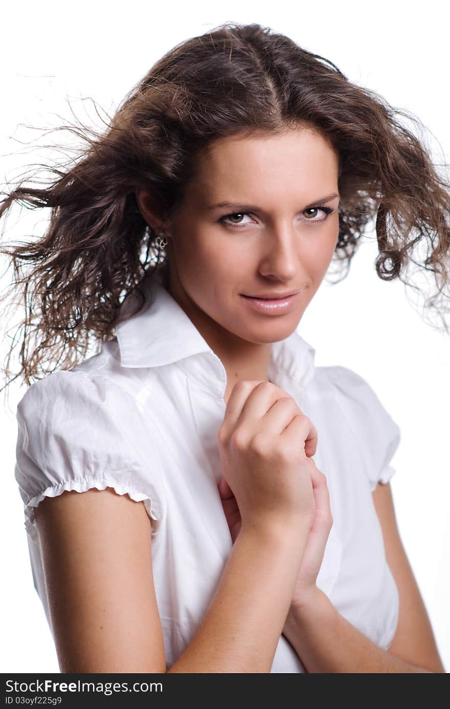 Beautiful brunette with gorgeous curly hair