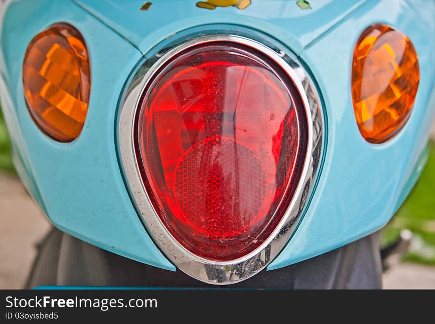 Close-up view of motorcycle rear lights