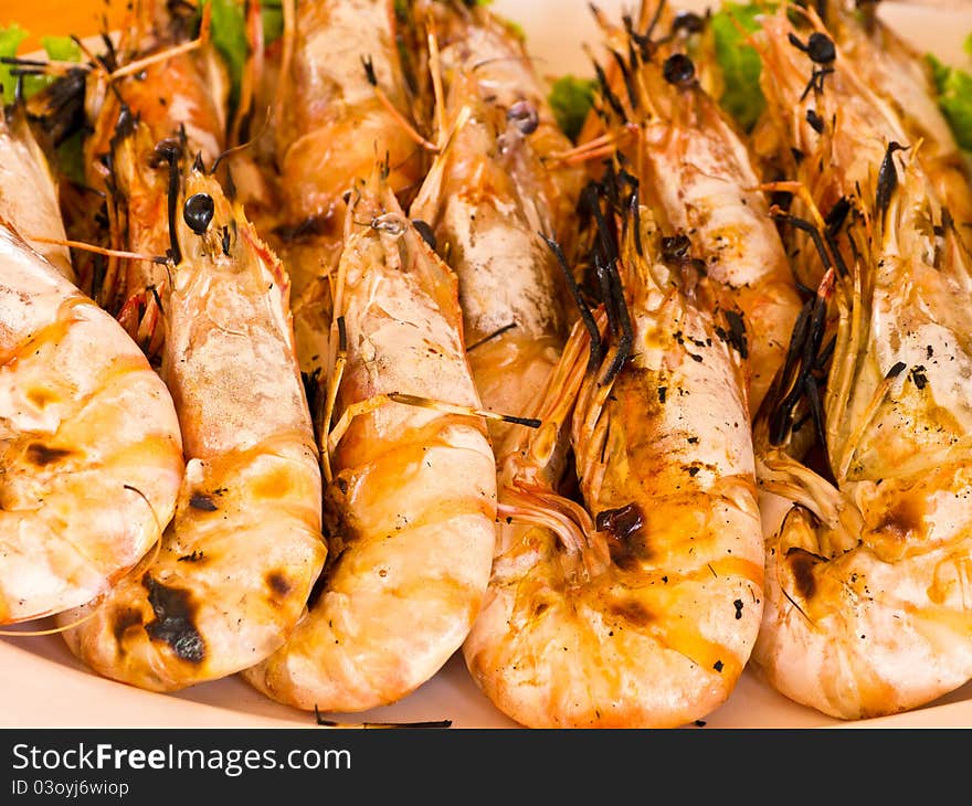 Grilled prawns