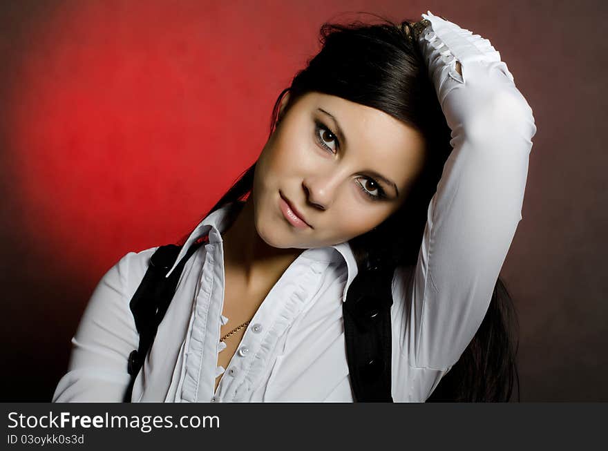 Portrait of the young beautiful girl close-up