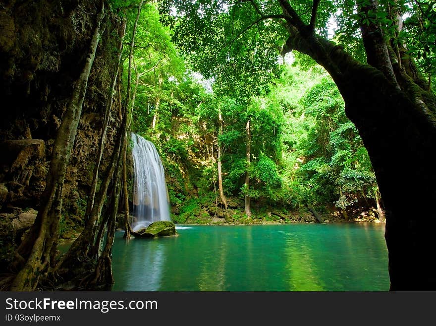 Eravan Waterfall in Kanchanaburi, Thailand