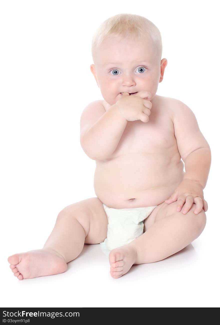 The little baby isolated on white background