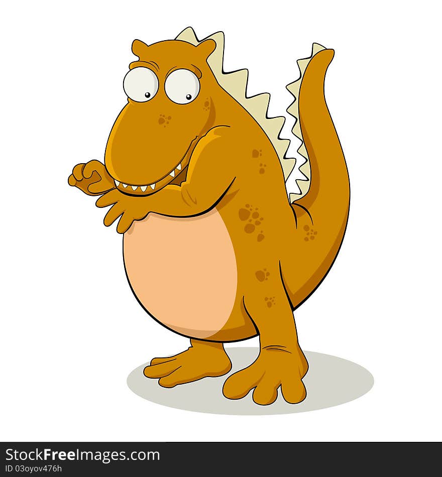 Cartoon illustration of a dinosaur. Cartoon illustration of a dinosaur