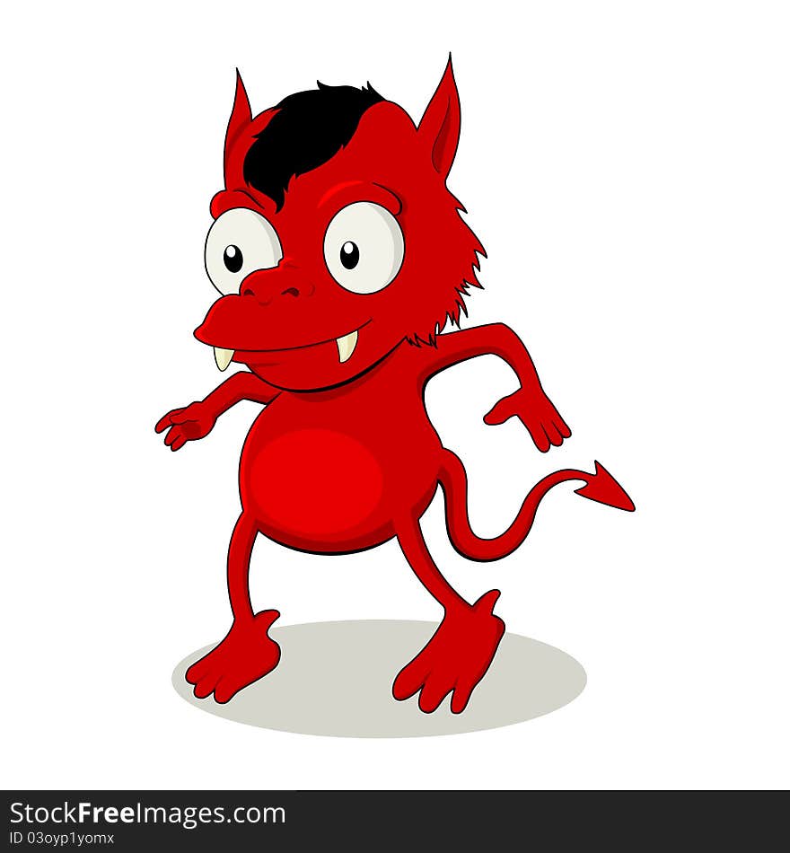 Vector illustration of a little red devil