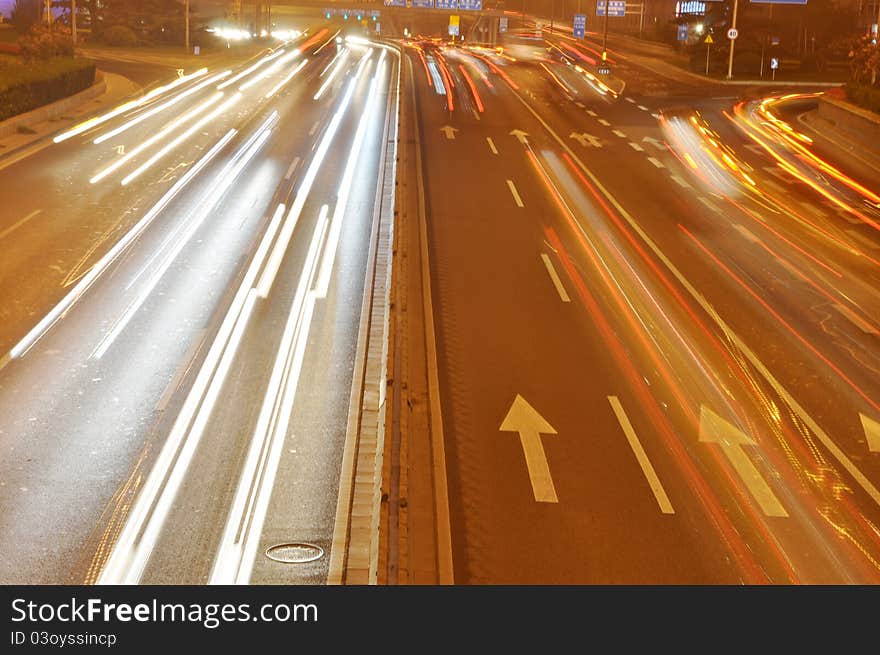 Light trails on road shanghai