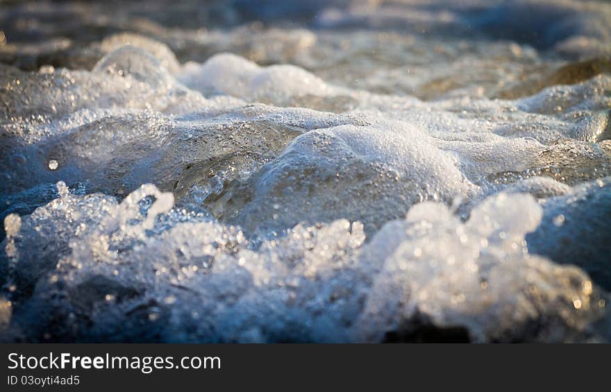 Beautiful water splashes at sunset. Beautiful water splashes at sunset