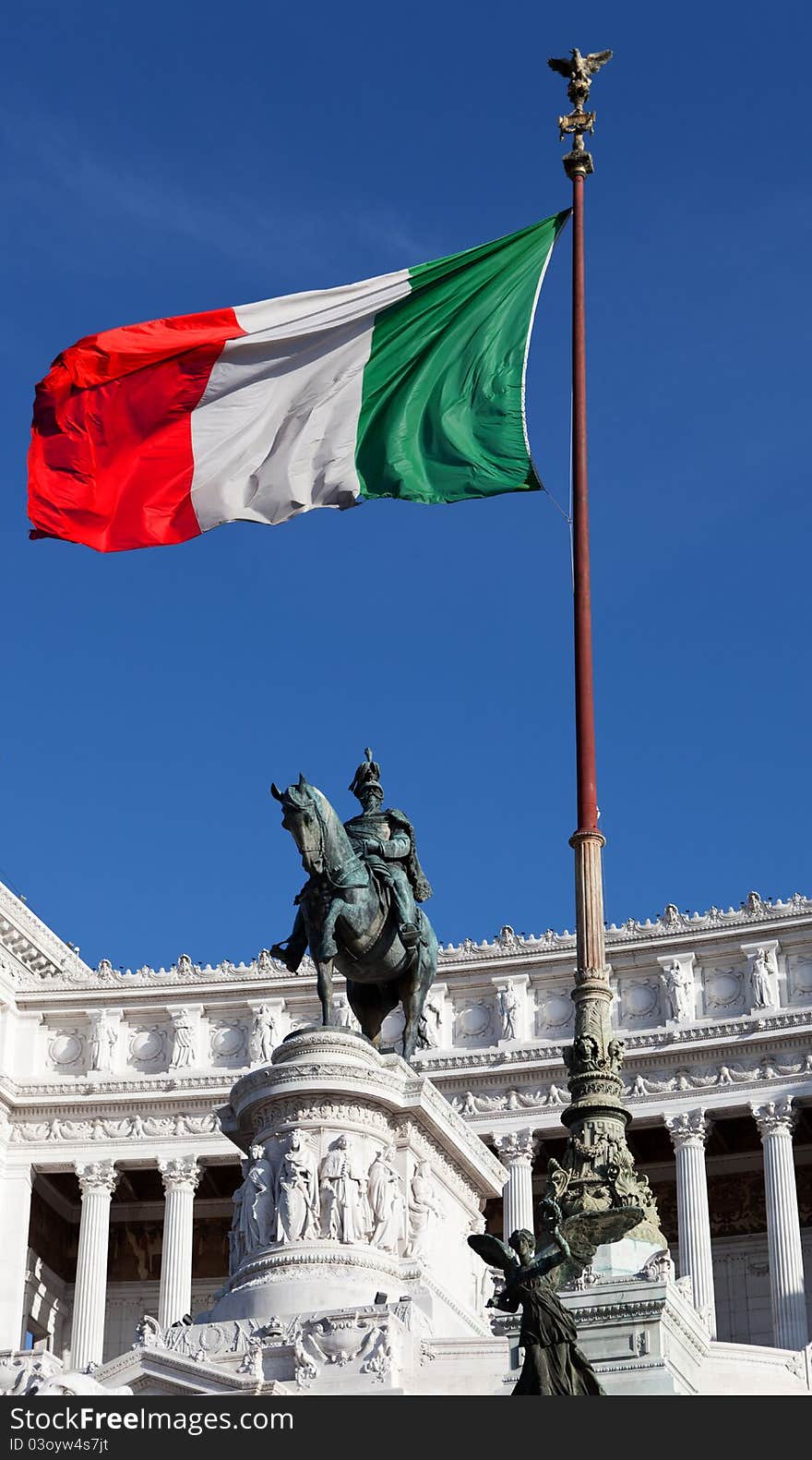 Italian Flag on a Monument