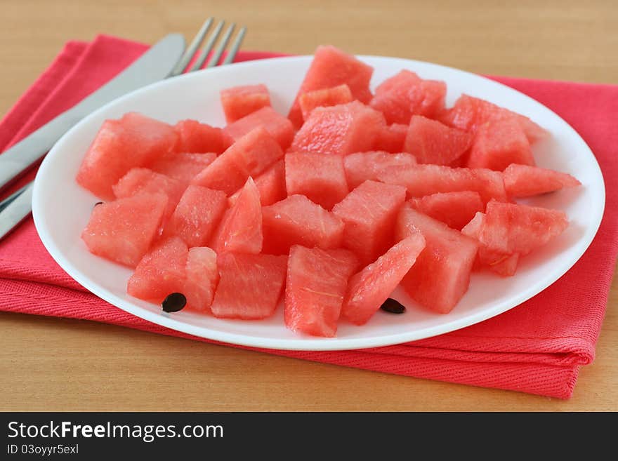 Cut watermelon on a plate