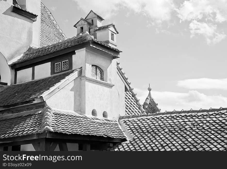 Architecture detaila at the castle of Dracula in Romania. Bran castle in Romania. Architecture detaila at the castle of Dracula in Romania. Bran castle in Romania