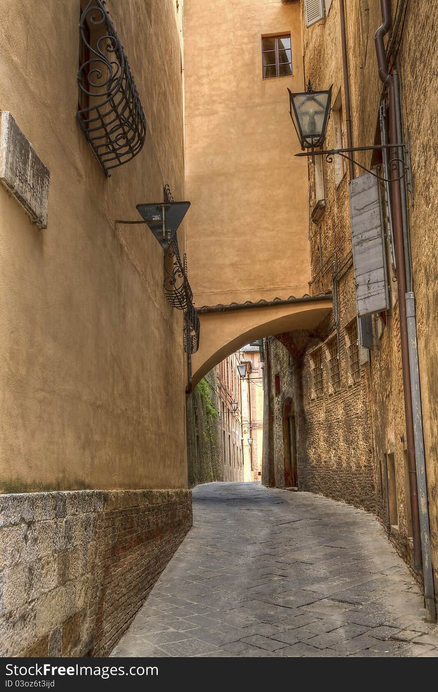 Alley in a small village in Tuscany, Italy