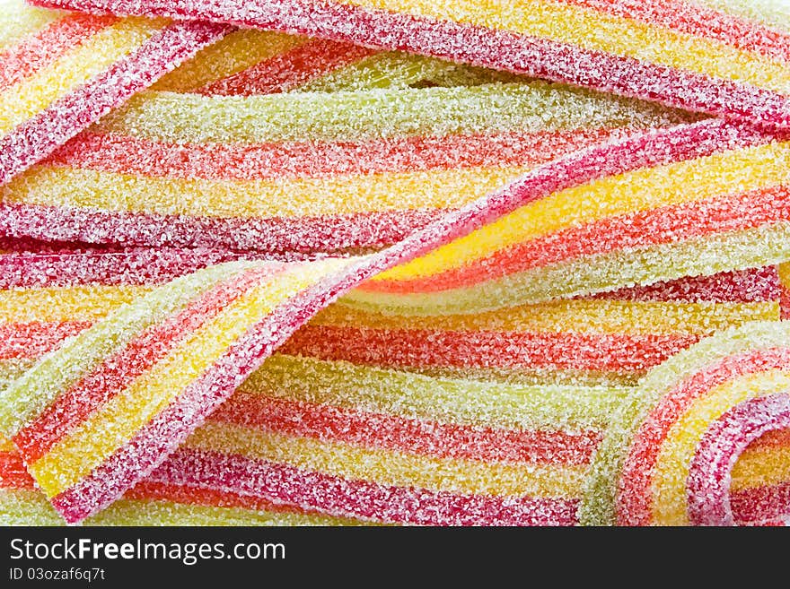 Background of colorful strips of liquorice sweets