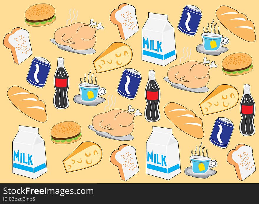 Background consisting of food in the vector. Background consisting of food in the vector