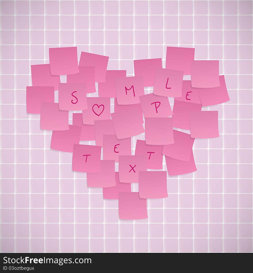 Pink Sticky Notes Shaped Into A Heart