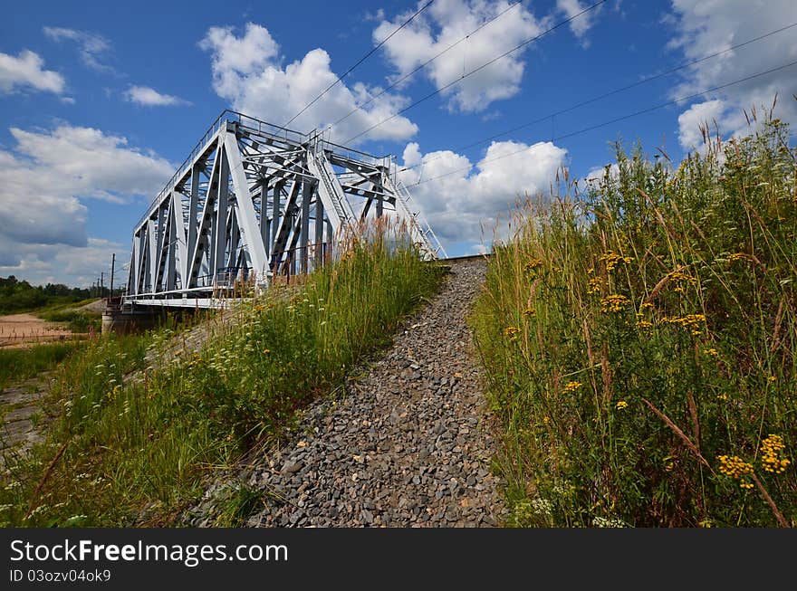 The railway bridge through the river