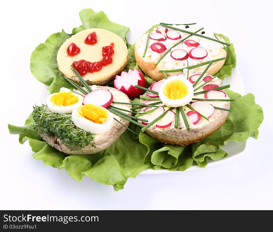 A plate of funny sandwiches for kids