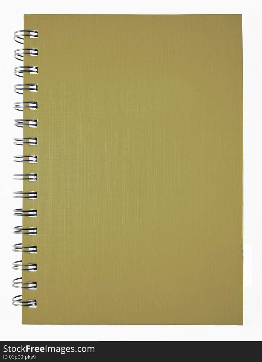 Brown notebook on white background