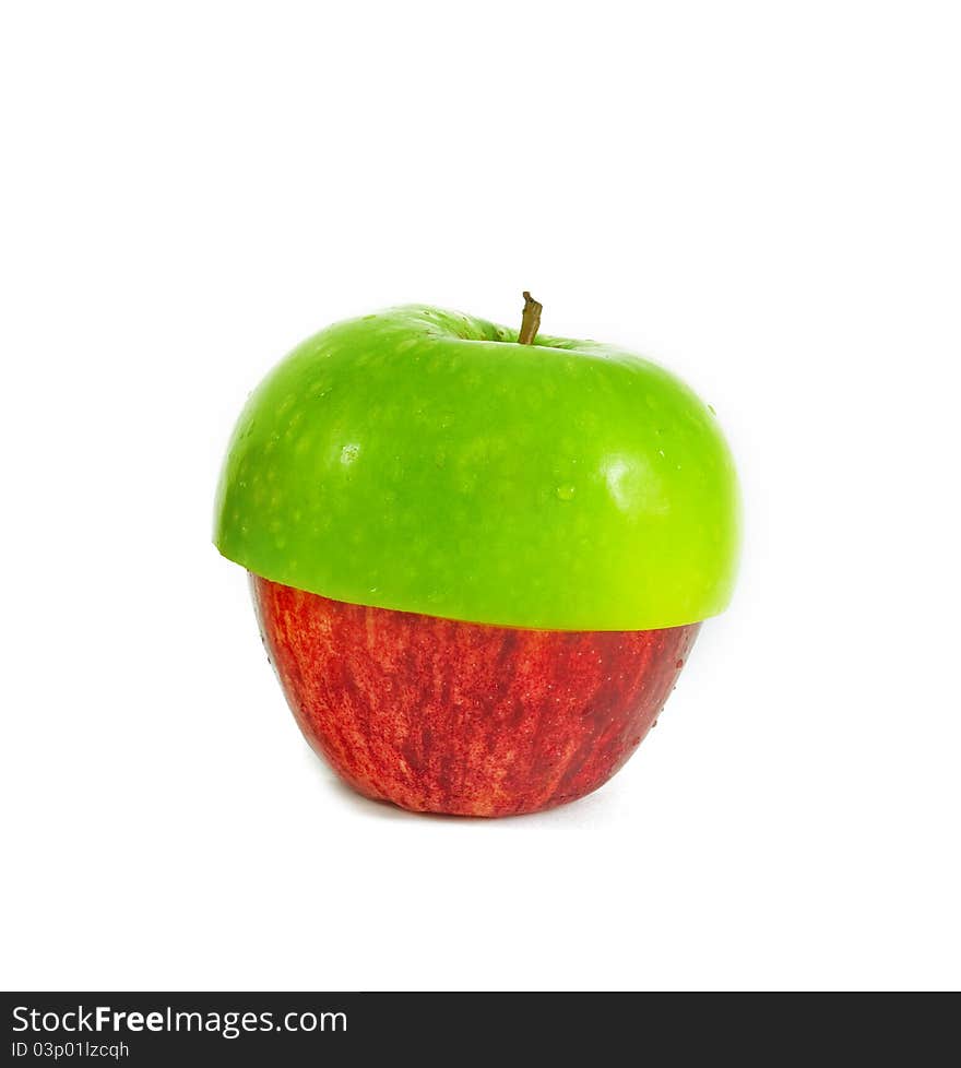 Red and green sliced apple