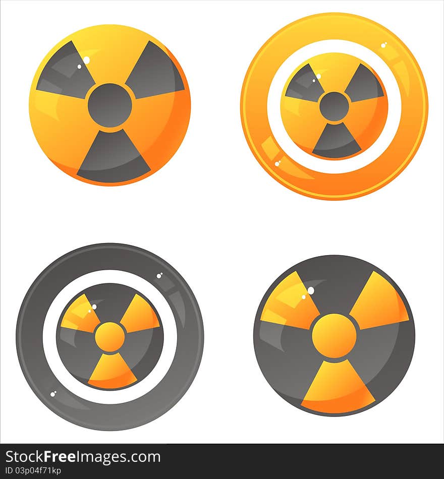 Set of 4 glossy nuclear signs