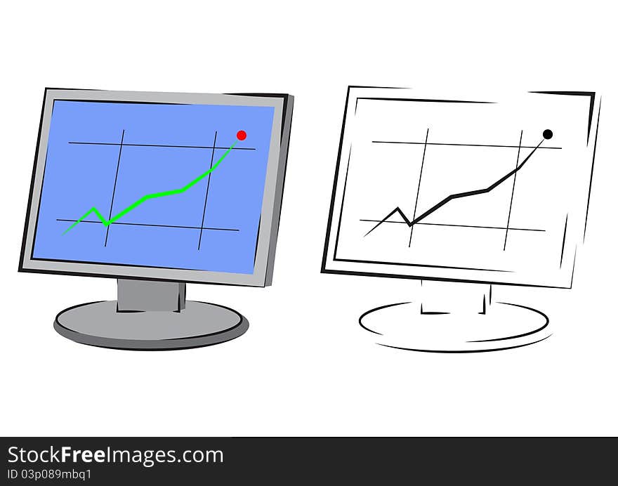 Growing up graph on computer monitor