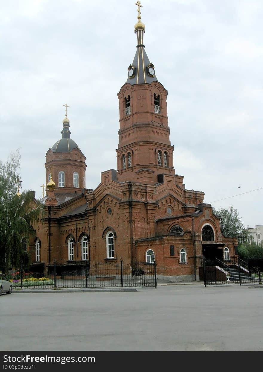 Church in the summer in cloudy weather