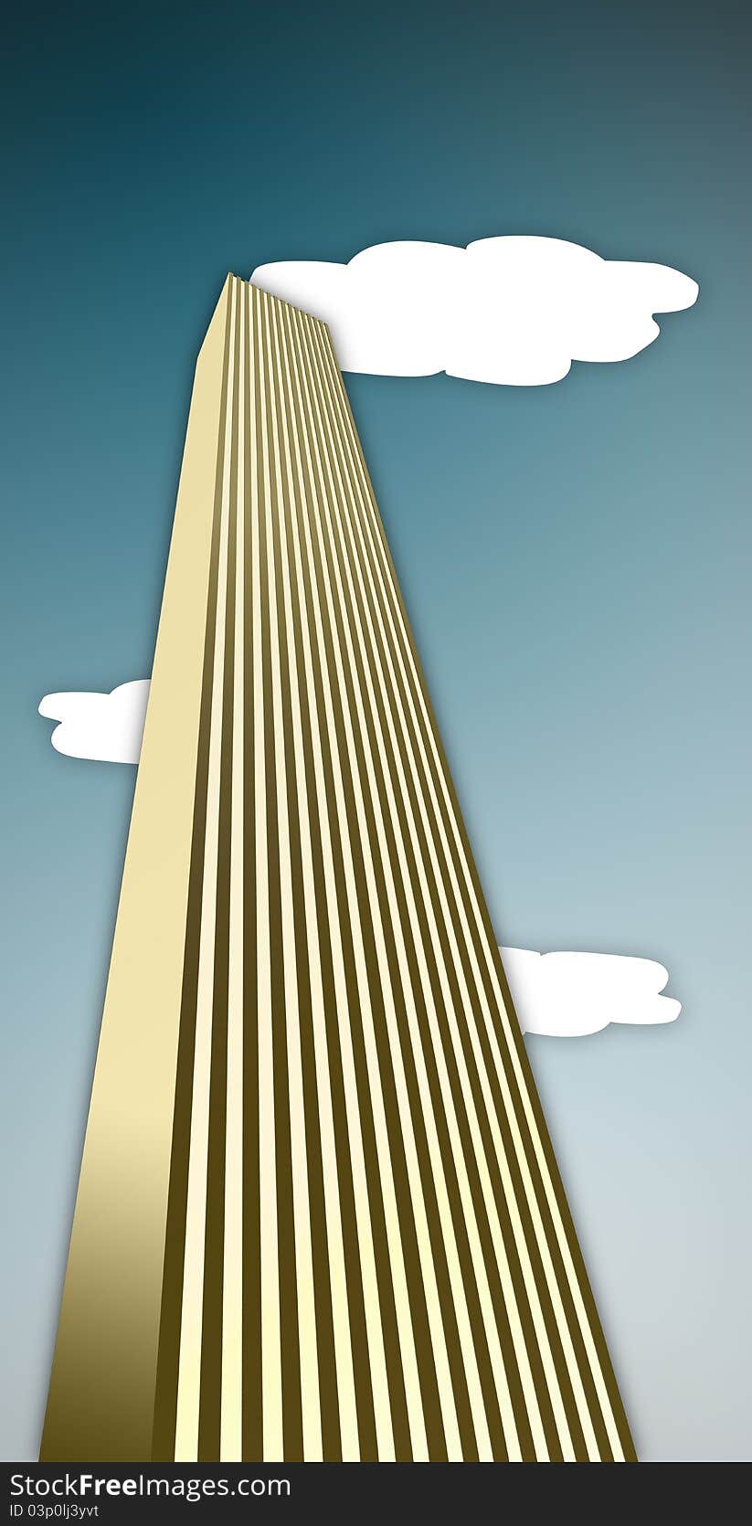 Tall skyscraper illustration over blue sky